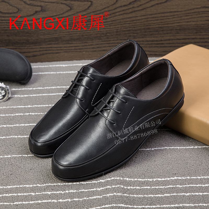 康犀kangxi新款英伦风系带胎牛皮软皮鞋透气舒适百搭商务休闲男鞋