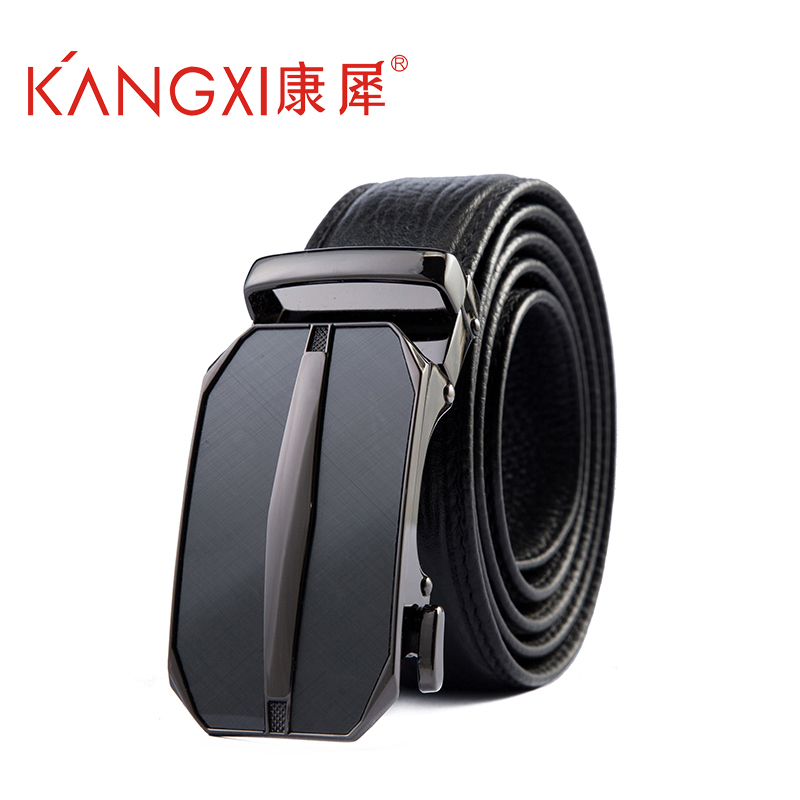康犀kangxi头层牛皮自动扣真皮商务休闲皮带腰带男士双面金属合金
