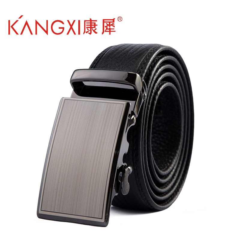 康犀kangxi青年简约男士皮带真皮年轻人百搭牛皮自动扣休闲裤腰带