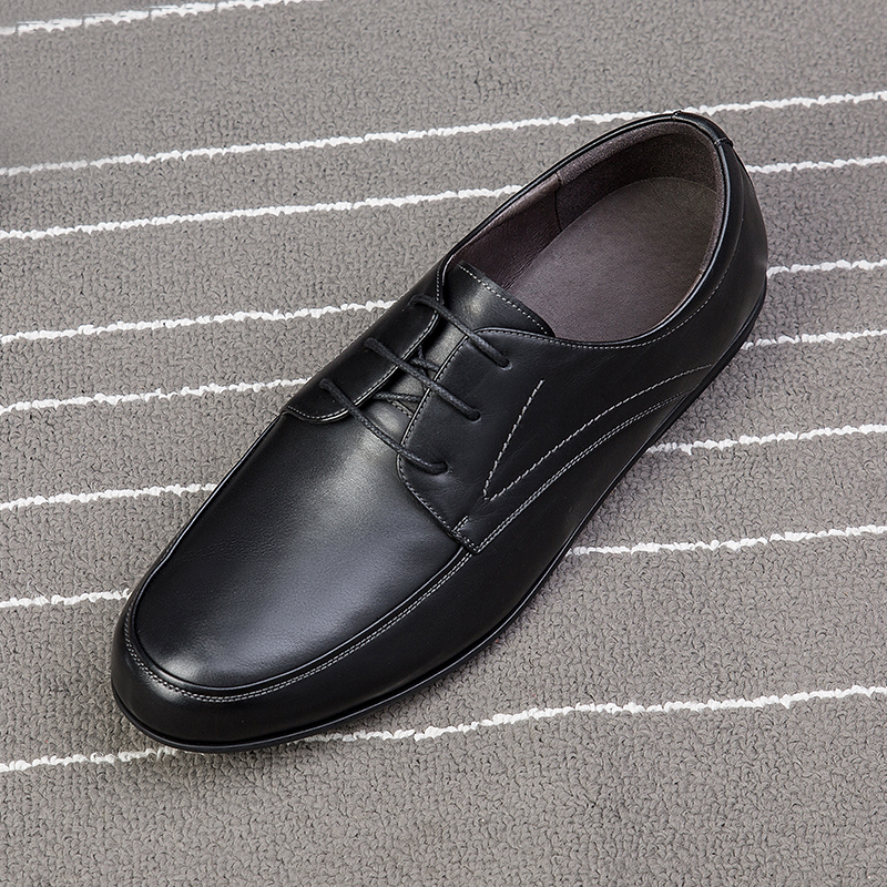 康犀kangxi新款英伦风系带胎牛皮软皮鞋透气舒适百搭商务休闲男鞋
